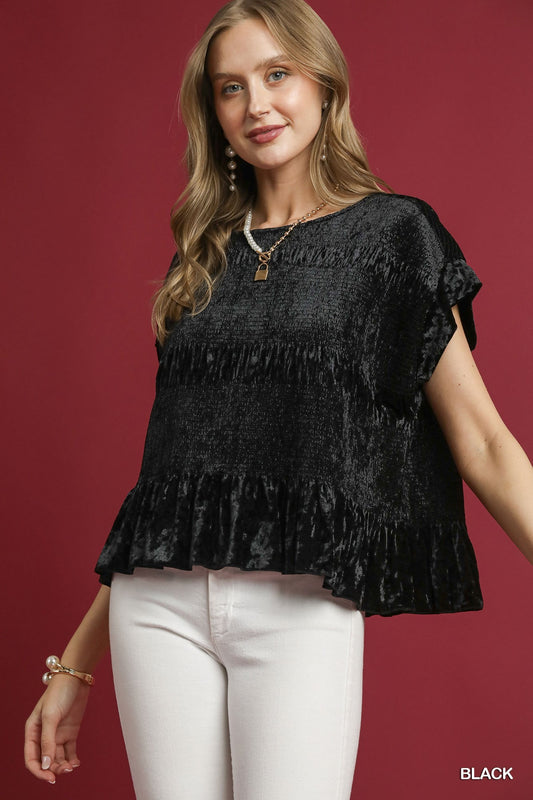 Velvet Ruffle Top