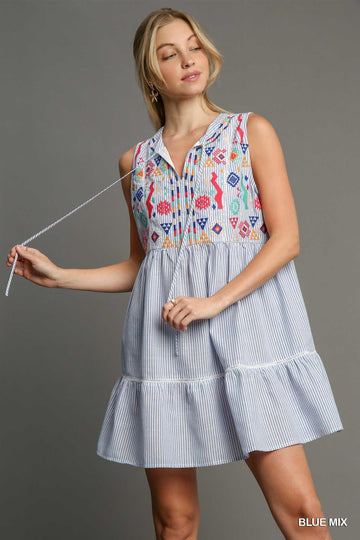 Sleeveless Stripe Mini Dress