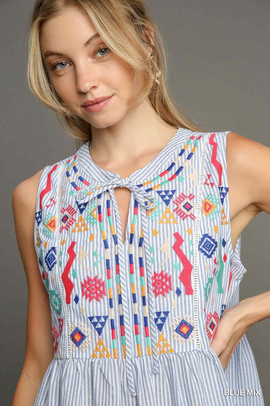 Sleeveless Stripe Mini Dress