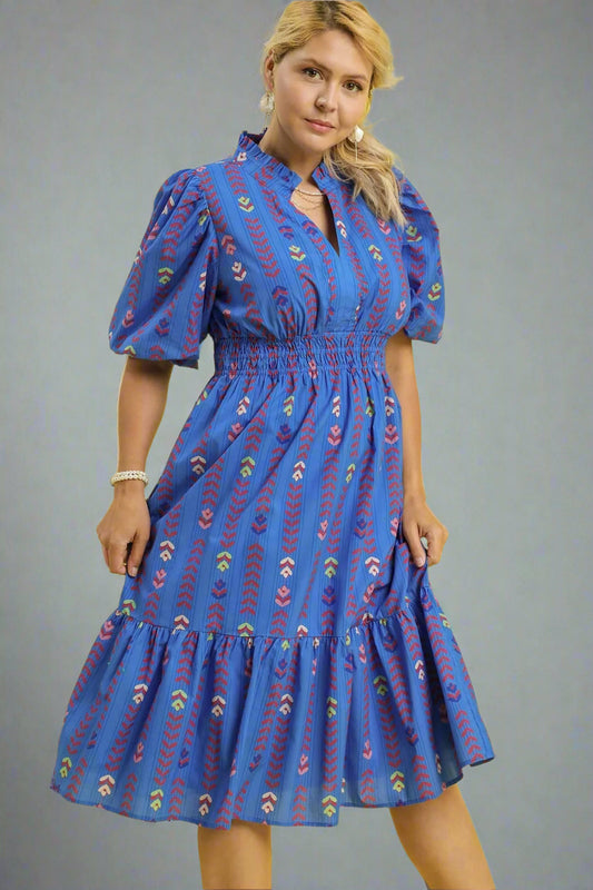 Smocked Puff Sleeve Dress