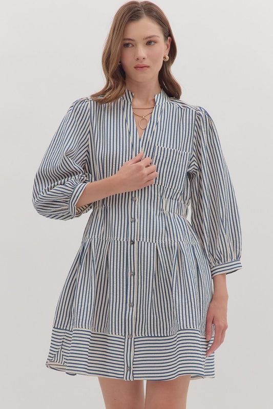 Striped Puff Sleeve Dress