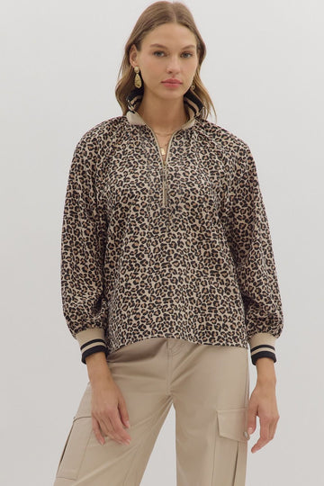 Leopard  Mock Neck Top