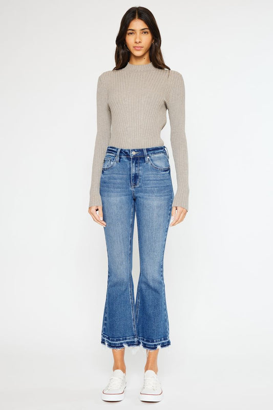 High-Rise Cropped Bootcut Jeans