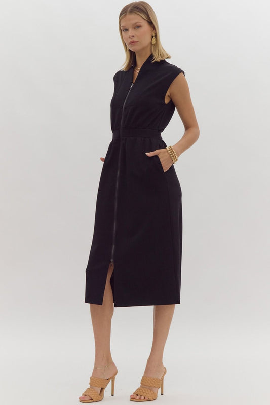 Zip-up Midi Dress