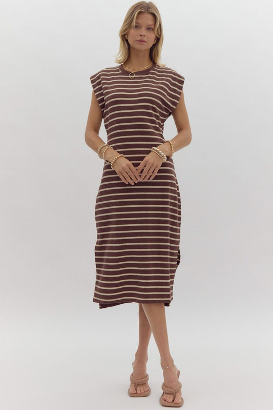 Striped Cap Sleeve Dress