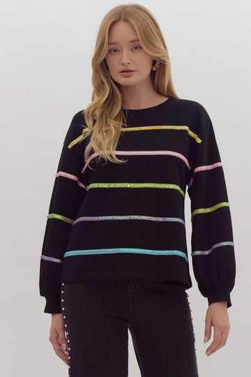 Sequin Stripe Sweater