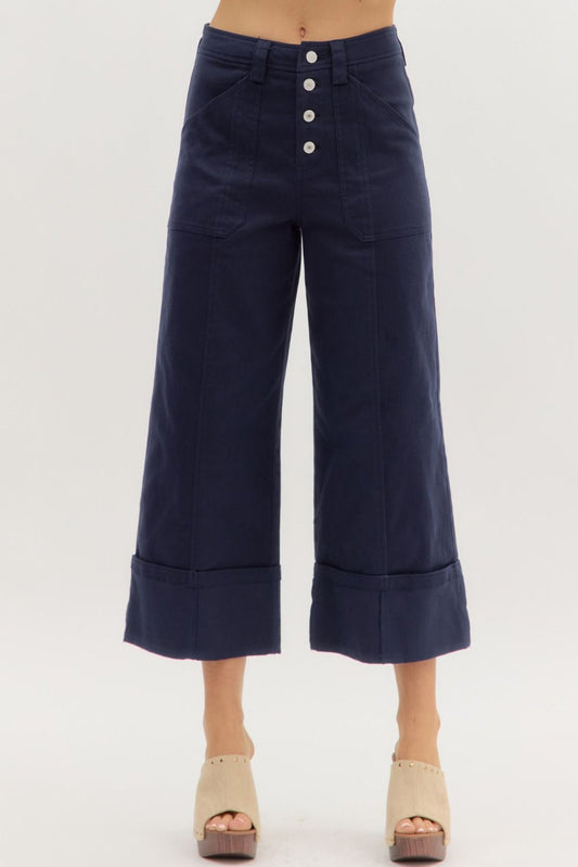 Wide-Leg Cuff Pants