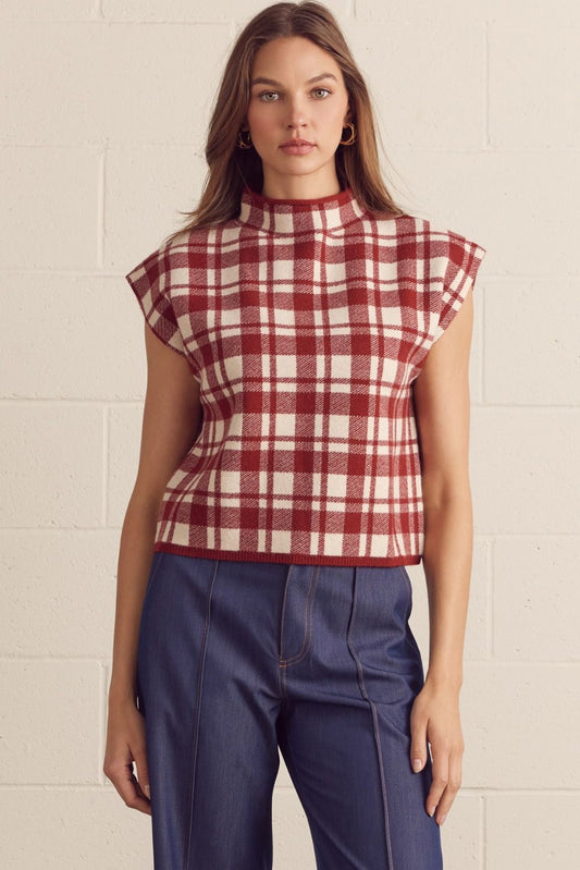 Plaid Knit Top
