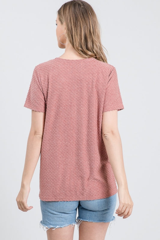 Dotted V Neck Top