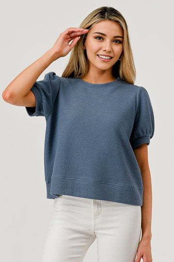 Puffy Sleeve Cloudy Knit Top