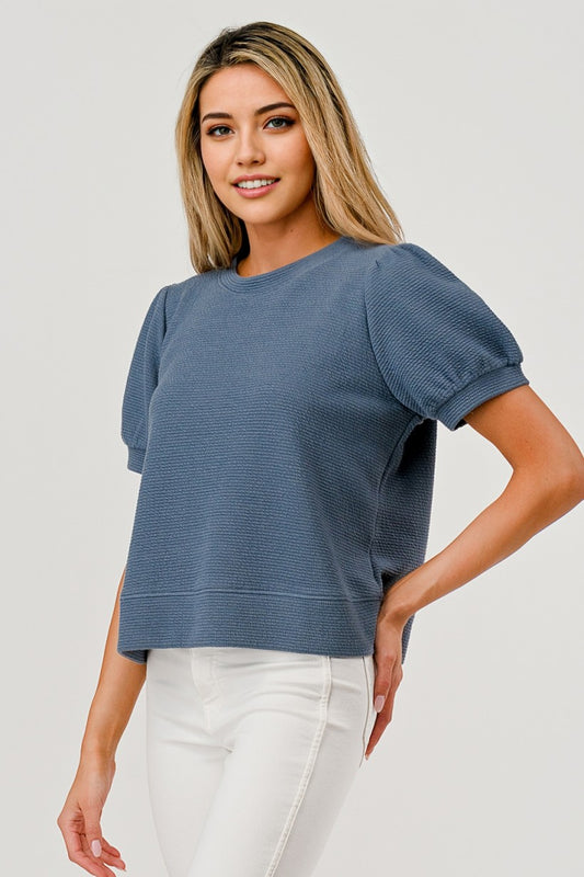 Puffy Sleeve Cloudy Knit Top