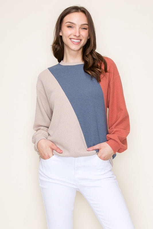 Cloudy Knit Colorblock Top
