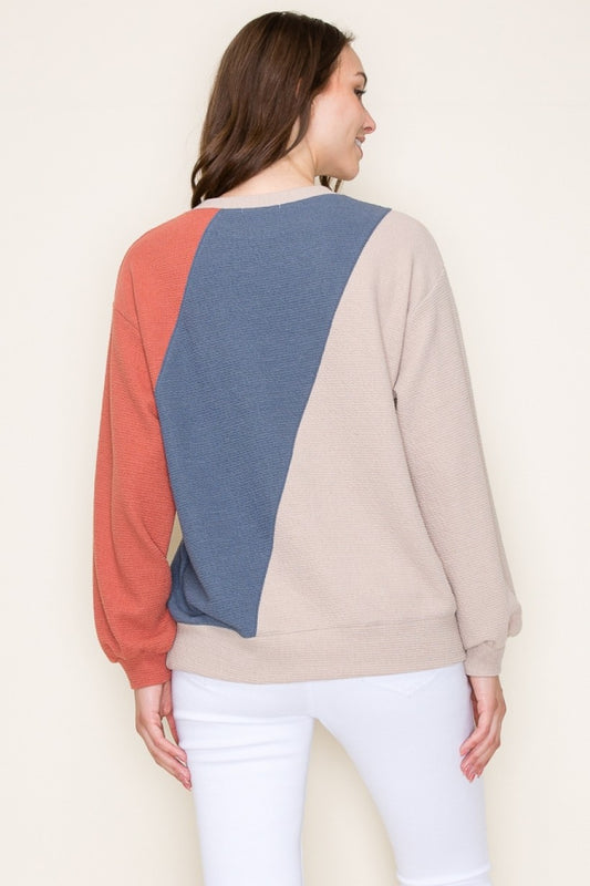 Cloudy Knit Colorblock Top