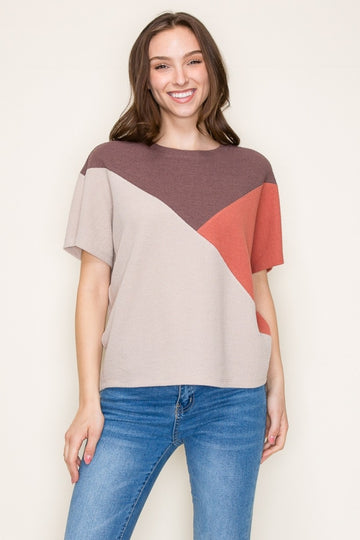 Cloudy Knot Colorblock Top