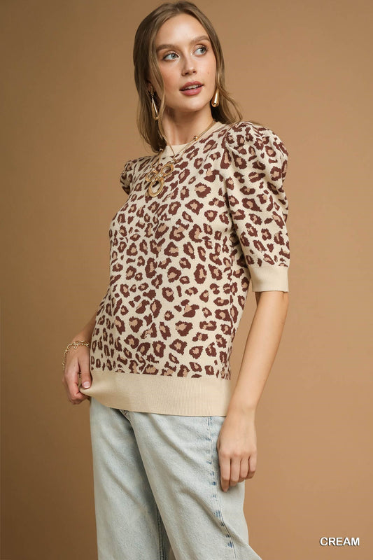 Leopard Knit Top