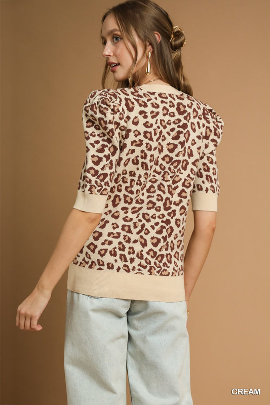 Leopard Knit Top