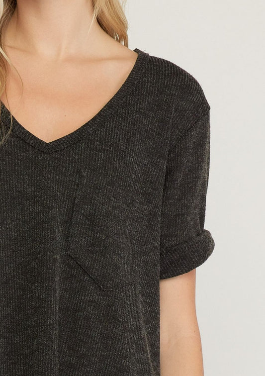 Knit Top with Front Pocket