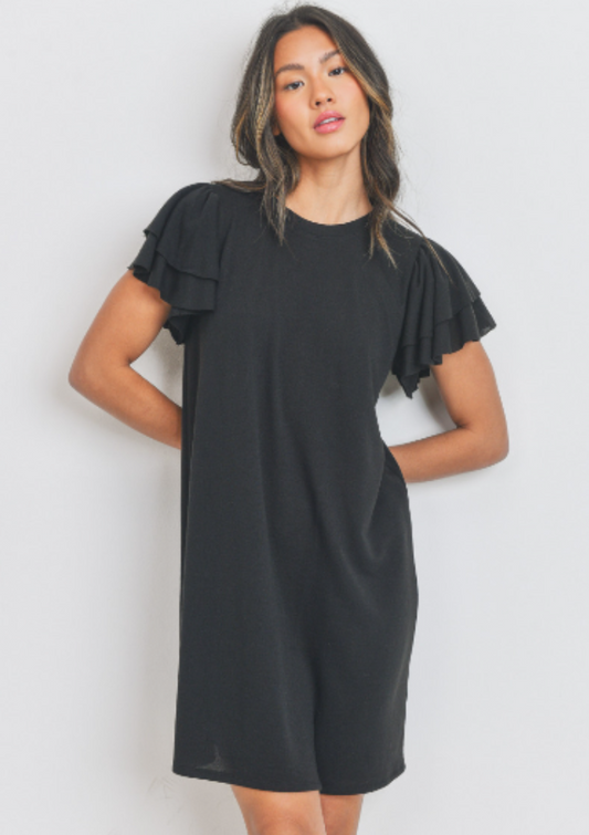French Terry Flutter Sleeve Dress