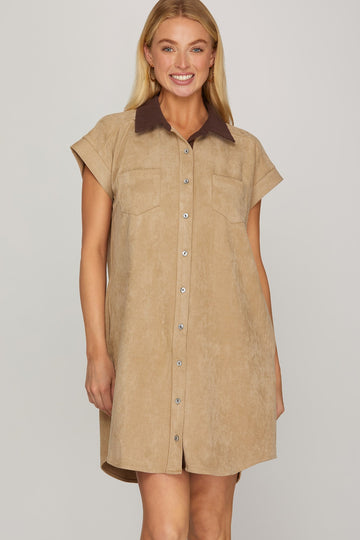 Twill Suede Dress