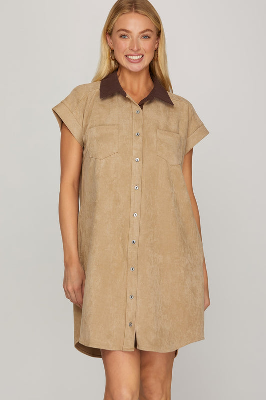 Twill Suede Dress