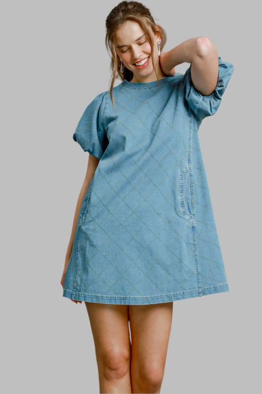 Denim Puff Sleeve Dress