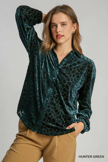 Animal Print Velvet Top