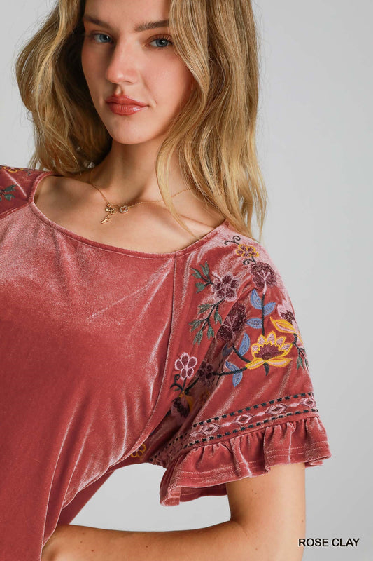 Velvet Round Neck Top