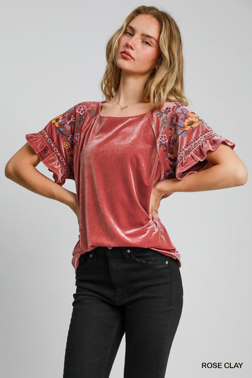 Velvet Round Neck Top