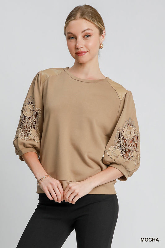 French Terry Lace Top