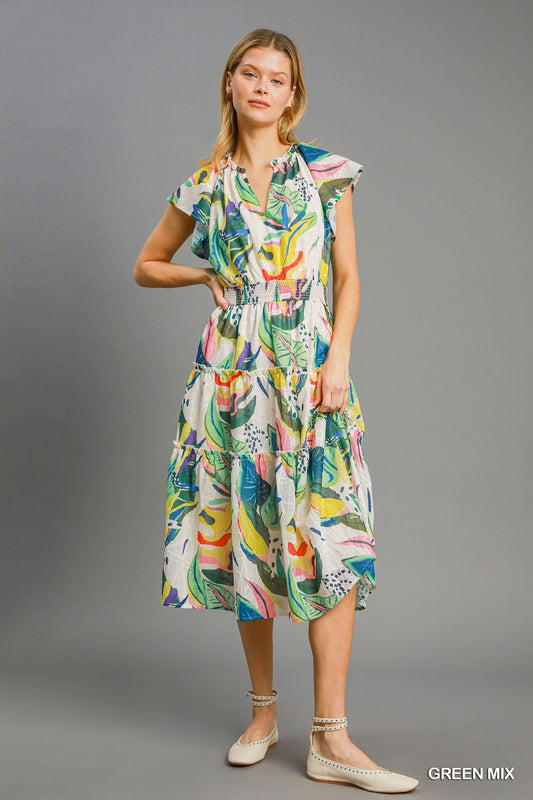 Tropical Ruffle Dress