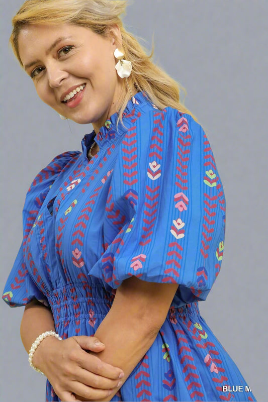 Smocked Puff Sleeve Dress