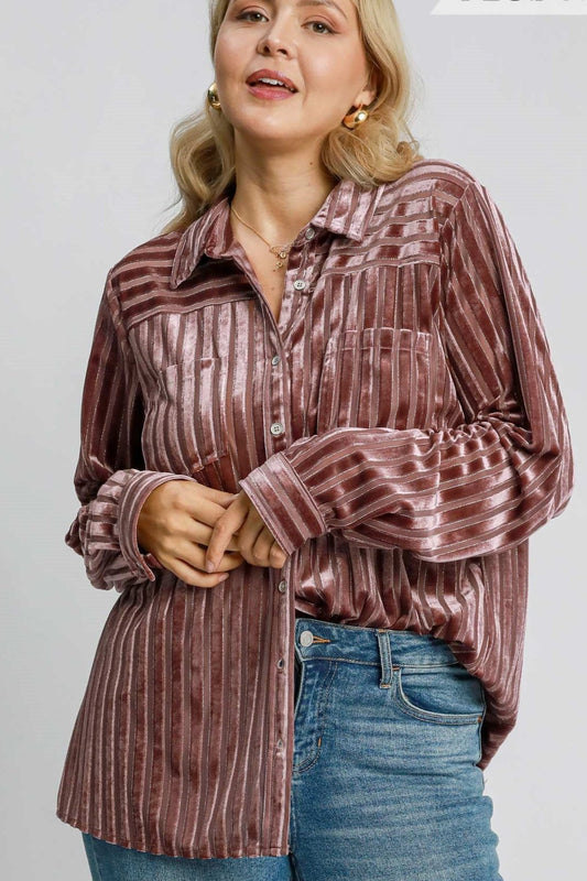 Striped Velvet Top