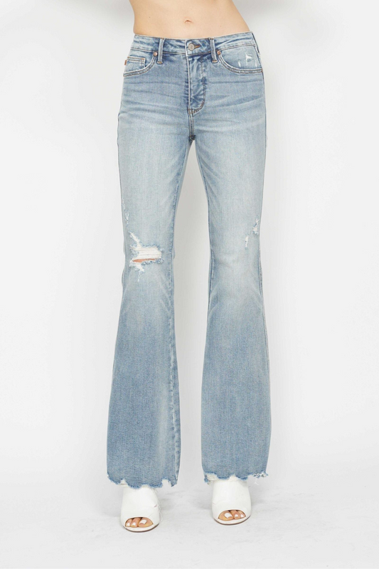 Judy Blue Tummy Control Destroyed Flare Jeans