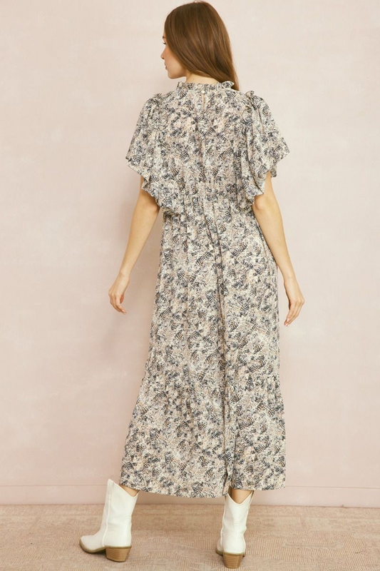 Floral Maxi Dress with Pleat Detail