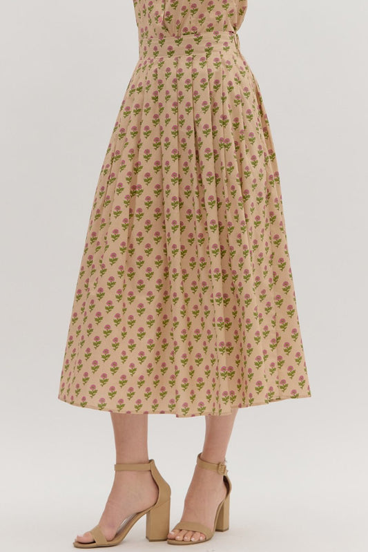 Floral Pleated Skirt