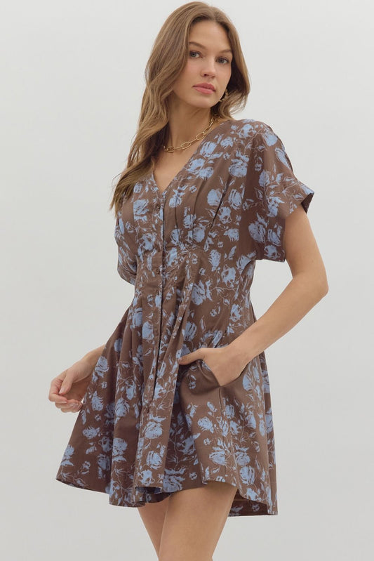 Floral V Neck Dress