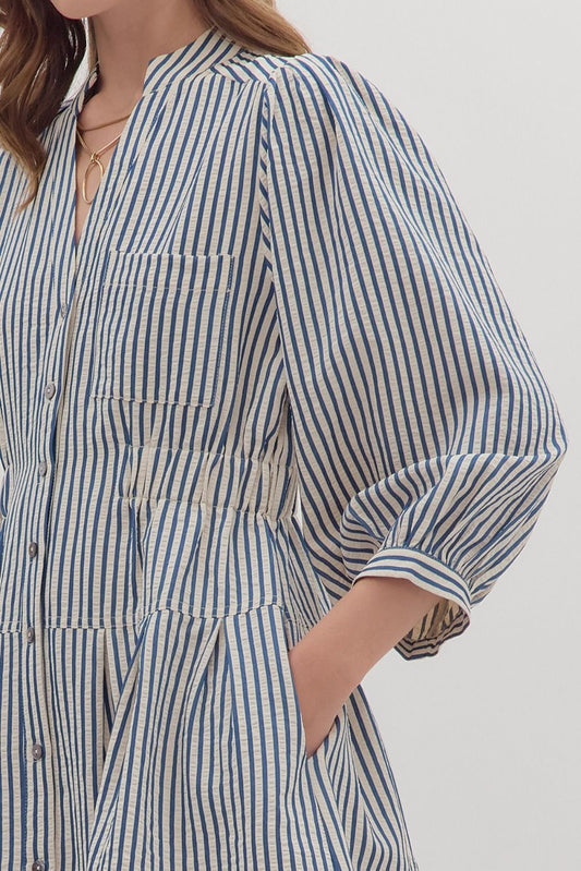 Striped Puff Sleeve Dress