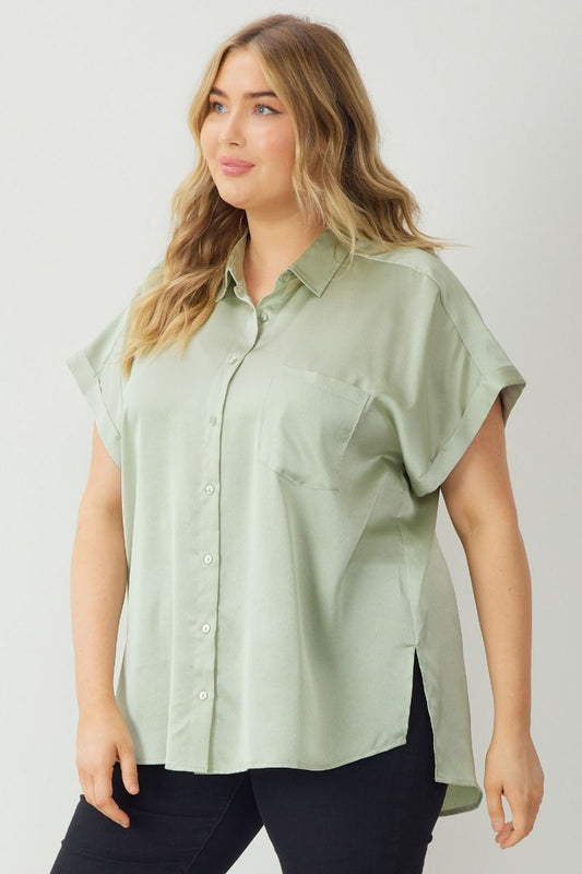 Solid Satin Collared Top