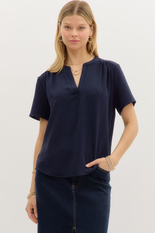 V Neck Solid Top
