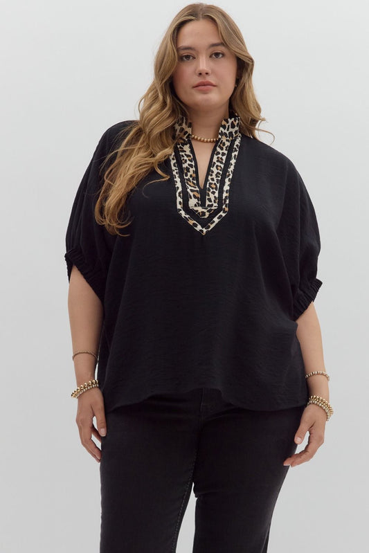 Dolman Top with Leopard Detail