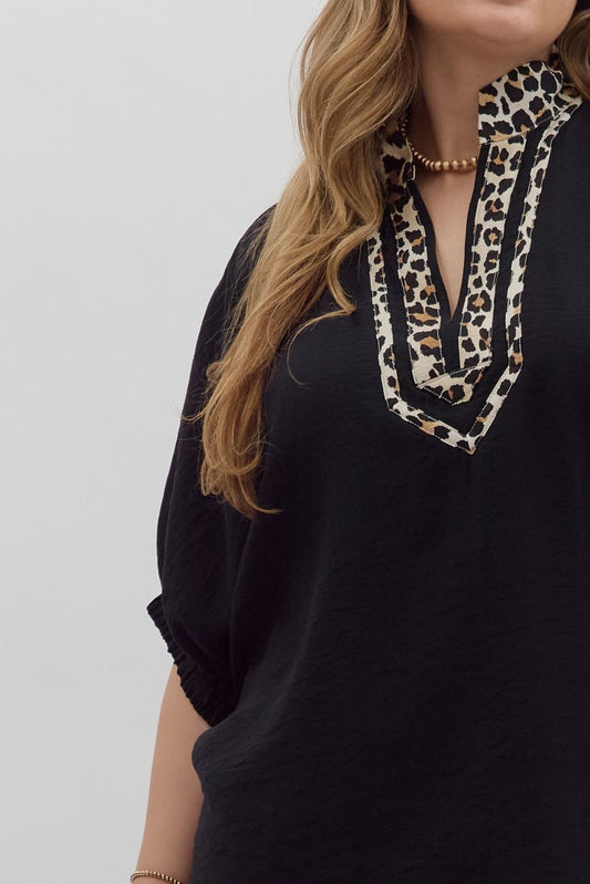 Dolman Top with Leopard Detail