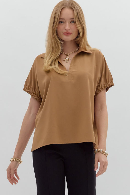 Collar Side Slit Top