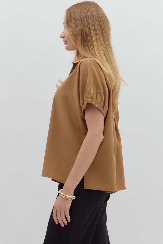 Collar Side Slit Top