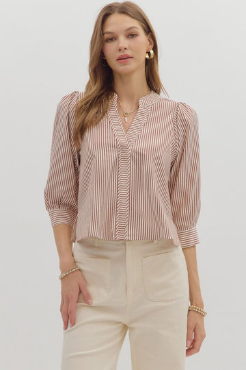 Stripe V Neck Top