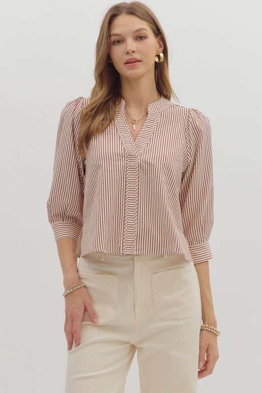 Stripe V Neck Top
