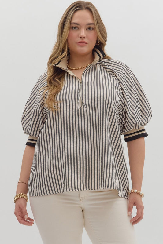 Retro Collar Stripe Top