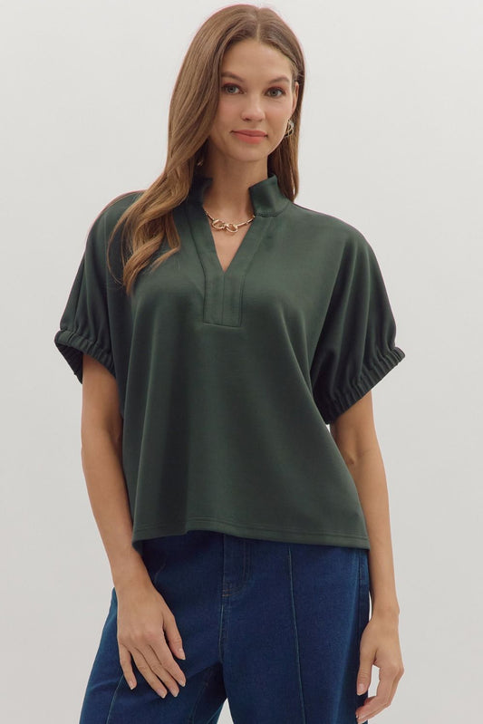 Solid V Neck Shirt