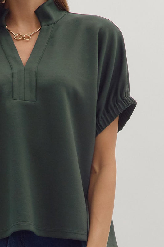 Solid V Neck Shirt