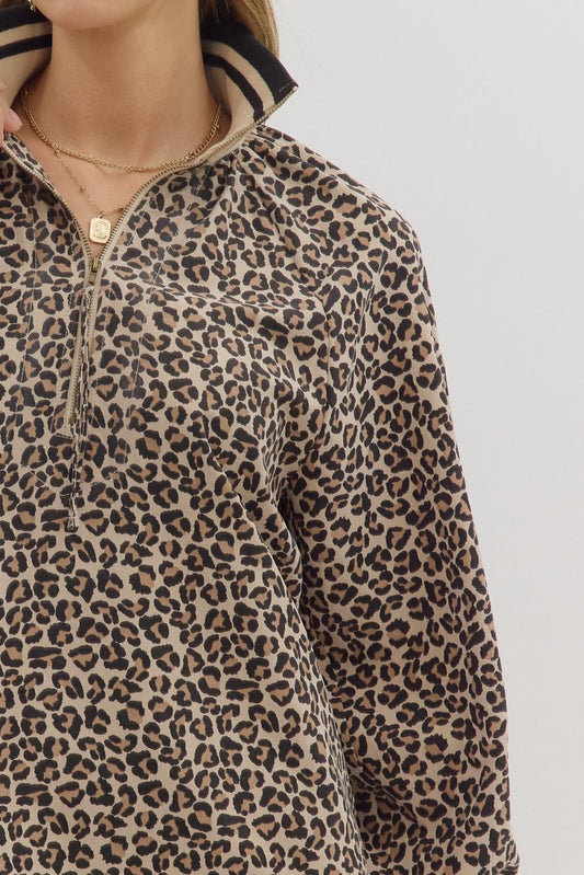 Leopard  Mock Neck Top
