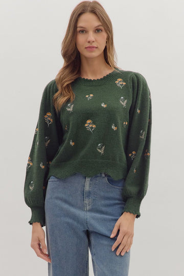 Scallop Embroidered Sweater